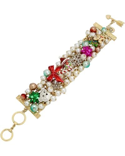 Betsey Johnson S Christmas Pearl Statement Bracelet - Multicolor