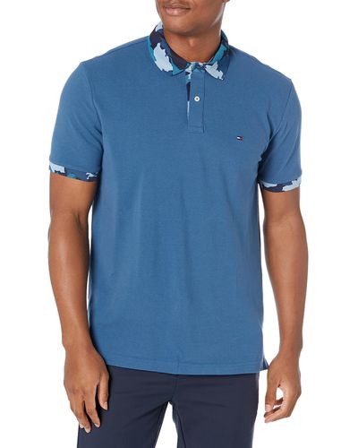 Tommy Hilfiger Adaptive Short Sleeve Polo Shirt With Magnetic Buttons In Custom Fit - Blue