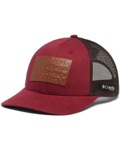 Columbia Unisex Phg Leather Game Flag Snap Back - High, Red Jasper/cordovan, One Size