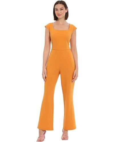 Donna Morgan Sleek Style Jumpsuit Office Workwear Event Guest Of - Orange