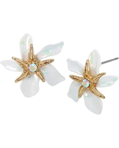 Betsey Johnson S Starfish Flower Stud Earrings - Metallic