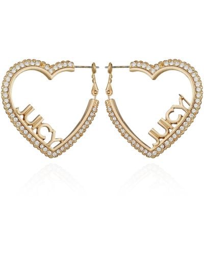 Juicy Couture Goldtone Heart Shaped Hoop Earrings - Metallic