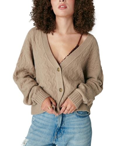 Lucky Brand Cozy Cable Stitch Cardigan - Natural