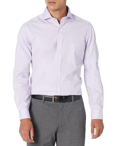 Buttoned Down Tailored-fit Cutaway Collar Solid Non-iron Dress Shirt - Purple