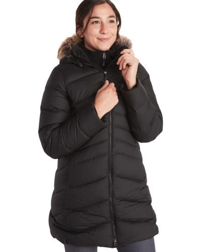 Marmot Montreal Mid-thigh Length Down Puffer Coat - Black