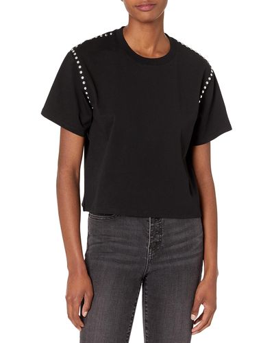 The Kooples Cotton T-shirt With Studs - Black
