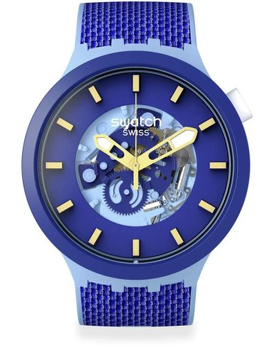 Swatch New Gent Biosourced Bouncing Blue Quartz Watch