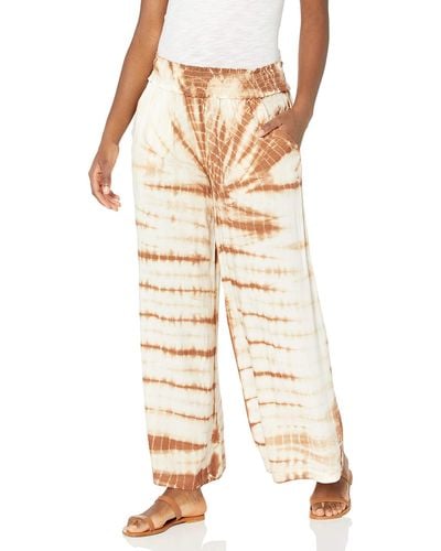 Jessica Simpson Plus Size Laine Smocked Pull On Wide Leg Pant - Natural