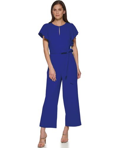 DKNY Dresses Flutter Sleeeve Jumpsuit - Blue