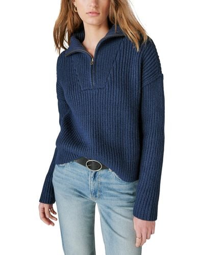 Lucky Brand Half-zip Knit Pullover Sweater - Blue