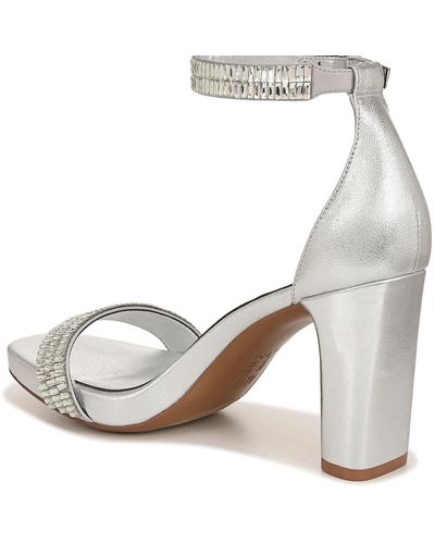 Naturalizer S Joy-sparkle Jeweled Block Heel Dress Sandal Silver Satin 8 M - Metallic