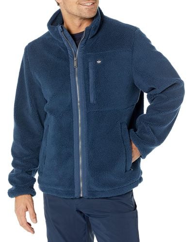Dockers Zip Front Sherpa Fleece Jacket With Chest Pocket - Blue