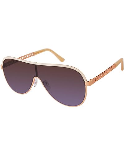 Jessica Simpson J6228 Metal Shield Aviator Pilot Sunglasses With 100% Uv Protection. Glam Gifts For Her - Black