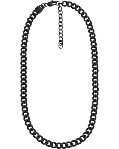 Fossil Stainless Steel Black Ip Bold Chain Necklace