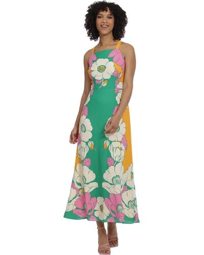 Maggy London S Dresses Bold Colorful Fun Printed Georgette Maxi - White