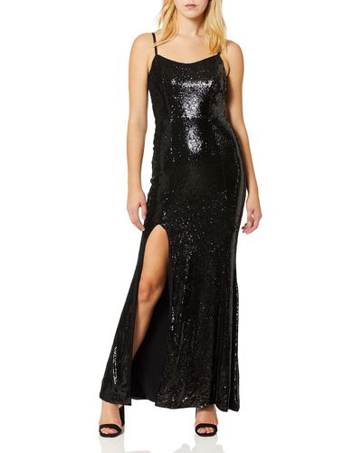 Dress the Population Ingrid Sleeveless Sequin Long Gown With Slit Dress Dress - Black