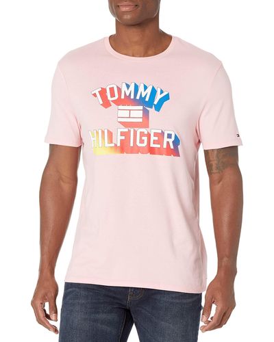 Tommy Hilfiger Mens Short Sleeve Graphic T Shirt - Pink