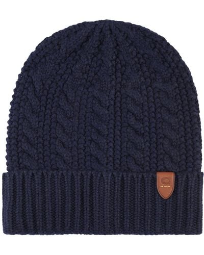 COACH Cable Cuff Beanie - Blue