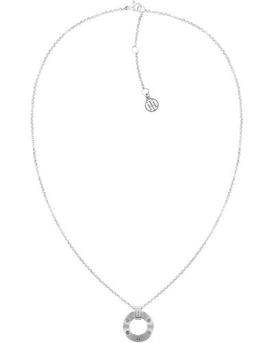 Tommy Hilfiger Jewelry Hardware Stainless Steel Pendant Necklace Color: Silver - White