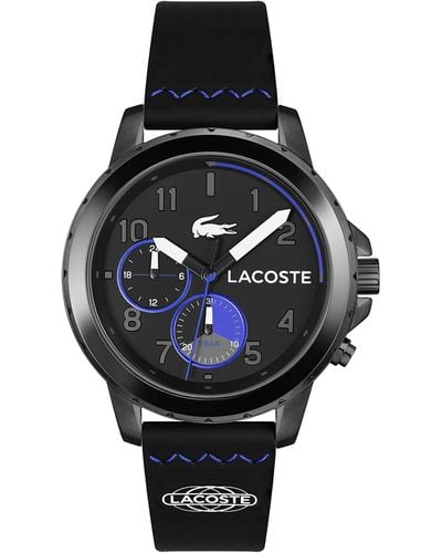 Lacoste Montre Analogique Multifunction à Quartz pour avec Bracelet en Silicone Noir - 2011206 - Bleu