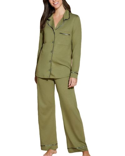 Cosabella Plus Size Bella Relaxed Long Sleeve Top & Pant - Green