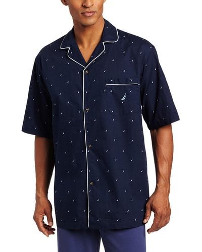 Nautica Pyjama-Top mit kurzen Ärmeln - Blau