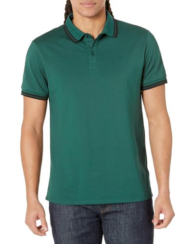 Guess Short Sleeve Sports Pique Triangle Polo - Green