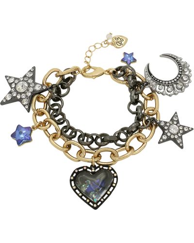 Betsey Johnson S Celestial Mixed Charm Bracelet - Metallic