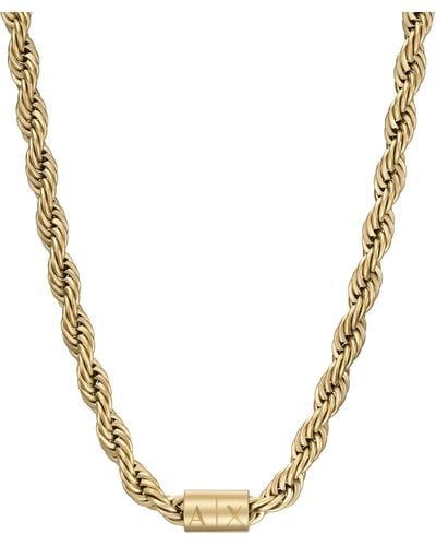 Emporio Armani Armani Exchange Gold-tone Stainless Steel Chain Necklace - Metallic