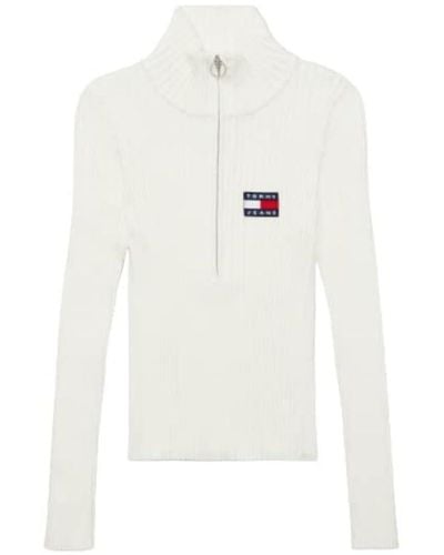 Tommy Hilfiger Adaptive Flag Half-zip Sweater With Zipper Closure - White