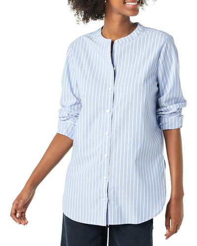 Amazon Essentials Long Sleeve Tunic Poplin Shirt - Blue