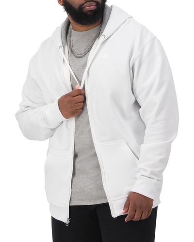 Champion , Powerblend, Comfortable Zip-up Hoodie Sweatshirt For - White