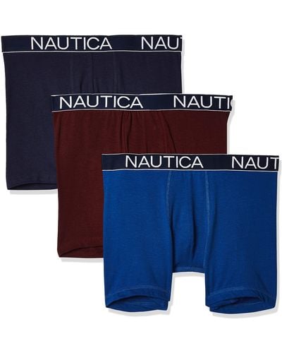 Nautica 3-Pack Classic Underwear Cotton Stretch Boxer Brief Retroshorts - Blau