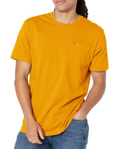 Tommy Hilfiger Mens Essential Short Sleeve Cotton Crewneck Pocket T-shirt T Shirt - Orange