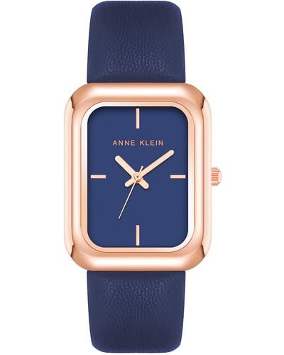 Anne Klein Vegan Leather Strap Watch - Blue