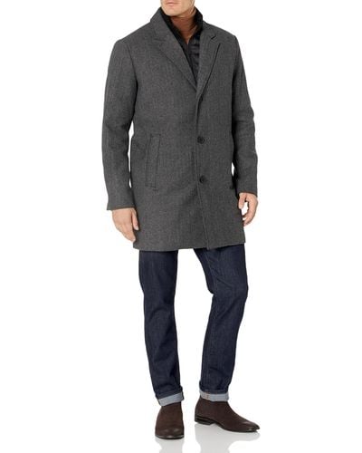 Dockers Big & Tall Henry Wool Blend Top Coat - Gray
