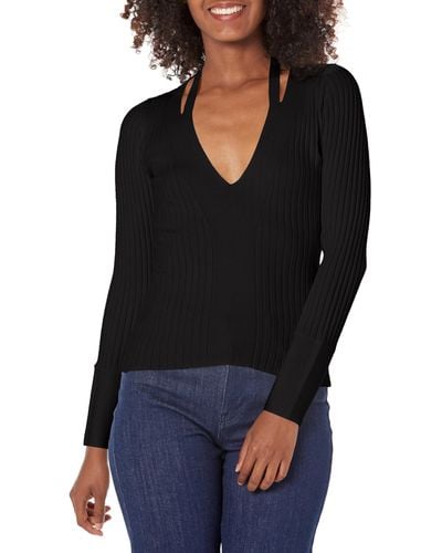 Guess Long Sleeve V Neck Aline Sweater - Black