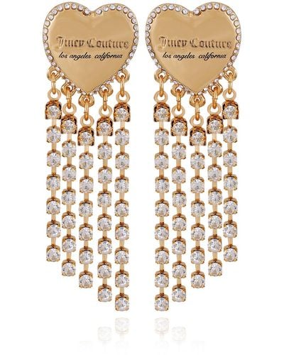 Juicy Couture Goldtone Heart Fringe Drop Earrings - Metallic