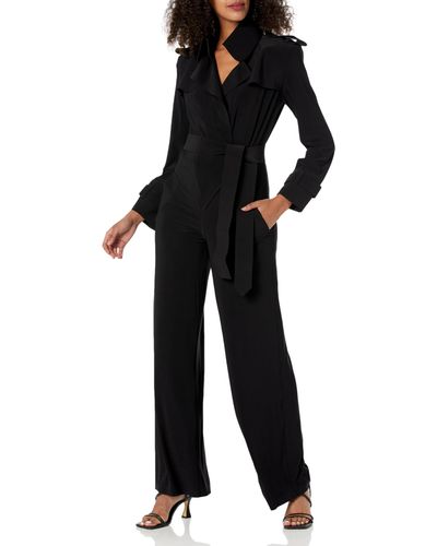 Norma Kamali Double Breasted Trench Straight Leg Jumpsuit - Black