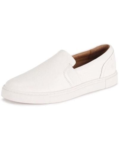 Frye Ivy Slip-on Shoes For Featuring Soft Tumbled Leather With Thick Rubber Outsole - White