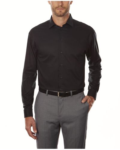 Kenneth Cole Unlisted By Mens Regular Fit Solid Dress Shirt - Black