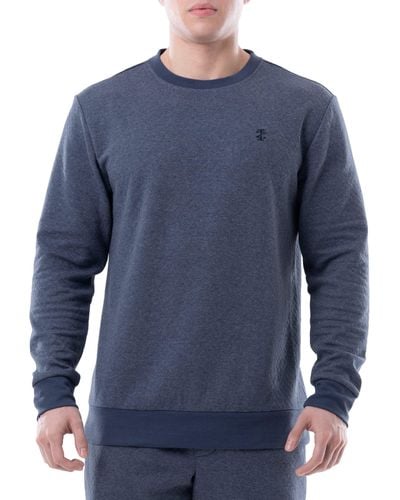 Izod Quilted Knit Crewneck Long Sleeve Sweatshirt - Blue