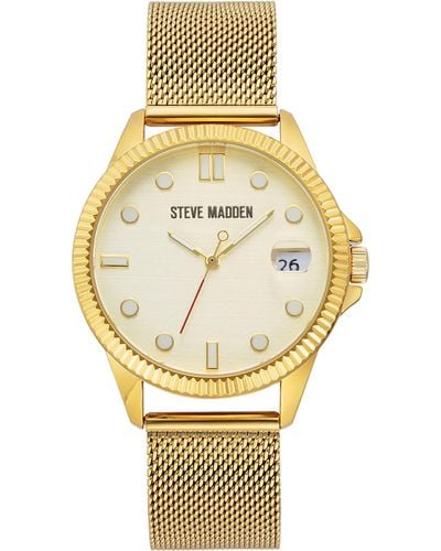 Steve Madden Date Function Mesh Bracelet Watch - Metallic