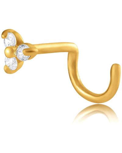 Amazon Essentials 14k Gold Trio Cubic Zirconia Nose Ring Curve - Metallic