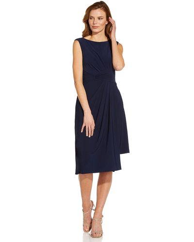 Adrianna Papell Asymmetric Draped Jersey Dress - Blue
