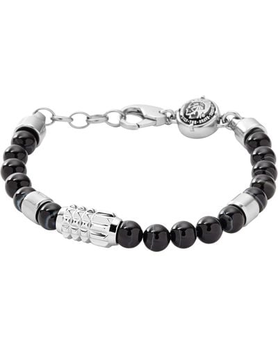 Diesel Gents Black Textured Leather Bracelet | Edmonds