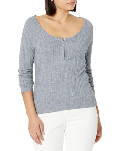 Lucky Brand Womens Relaxed Fit Scoop Neck Soft Cloud Top - Gray