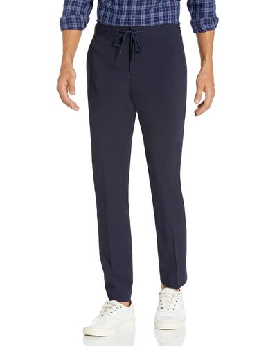 Perry Ellis Slim Fit Solid Stretch Drawcord Pant - Blue