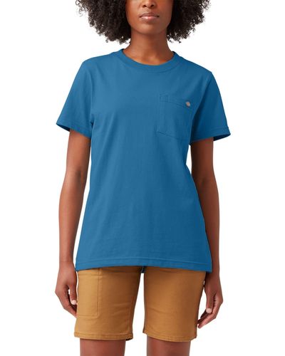 Dickies Womens Short Sleeve Heavyweight T-shirt T Shirt - Blue