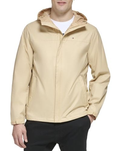 Tommy Hilfiger Lightweight Breathable Waterproof Hooded Jacket Raincoat - Natural